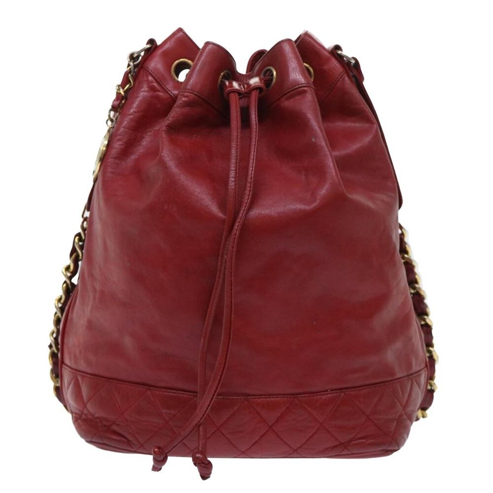 Chanel Lambskin Chain Shoulder Bag Red